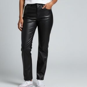 Seductive Claire Kick Black Faux Leather Pants Slim Straight Pants Womens EU 40